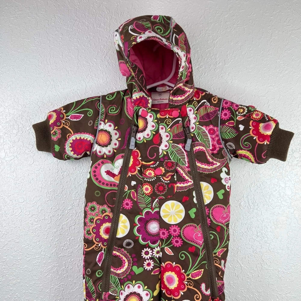 Hanna Andersson Insulated Full Zip Snowsuit,‎ Floral, 3-6 months Warm Bright Fun